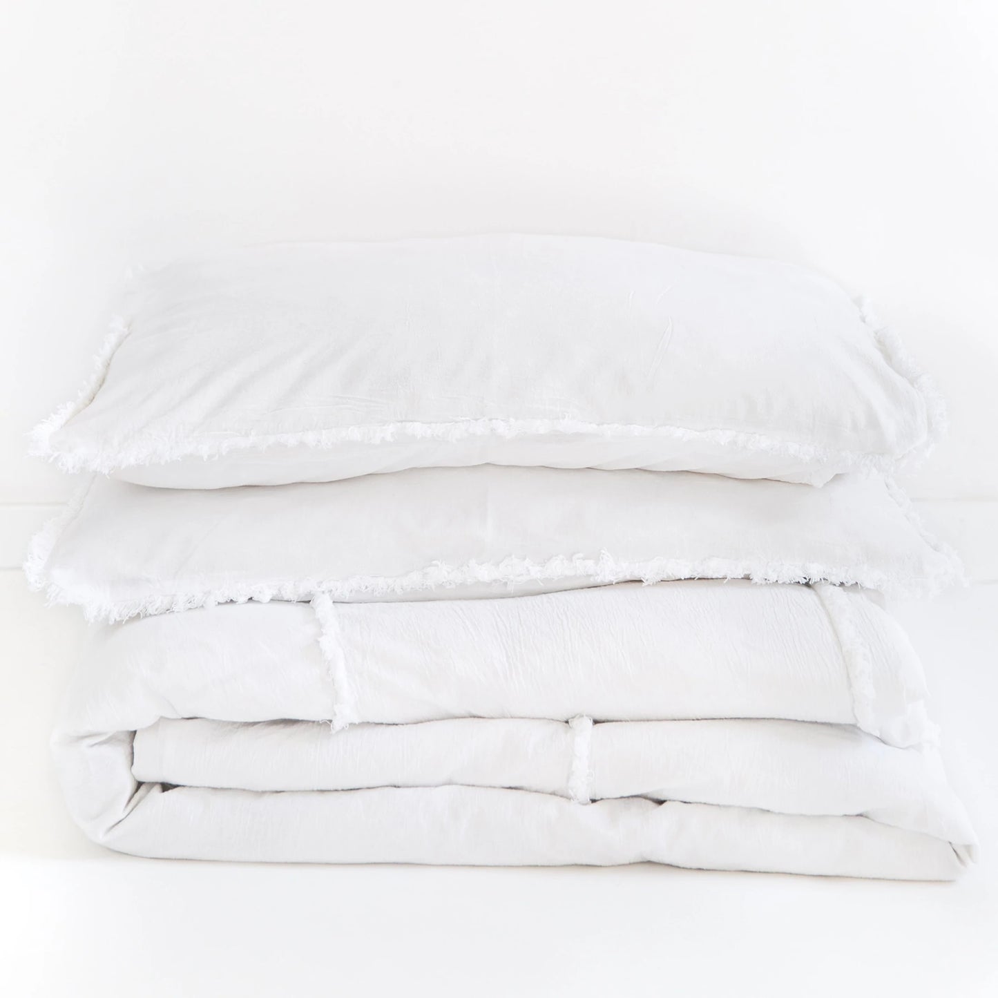 The Eve Duvet Set - Queen Size - Optic White, Stone Grey - wild and heart